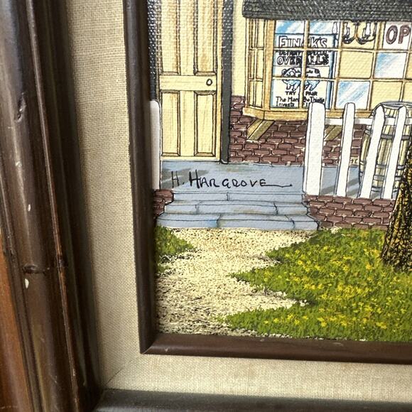 H.Hargrove Framed Original Signed Sergraph Oil Painting General store 12x16 - Picture 4 of 8